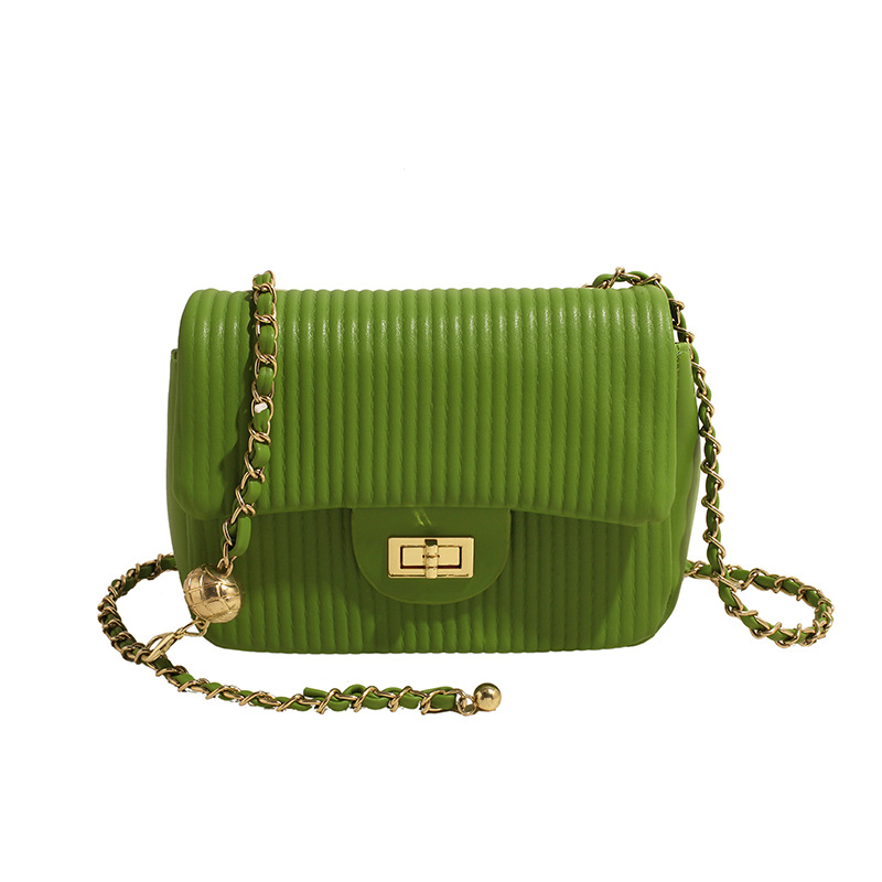 Folded Fragrant Wind Chain 2024 New Crossbody High Grade Golden Ball Shoulder Versatile Small Square Bag_voghion.com
