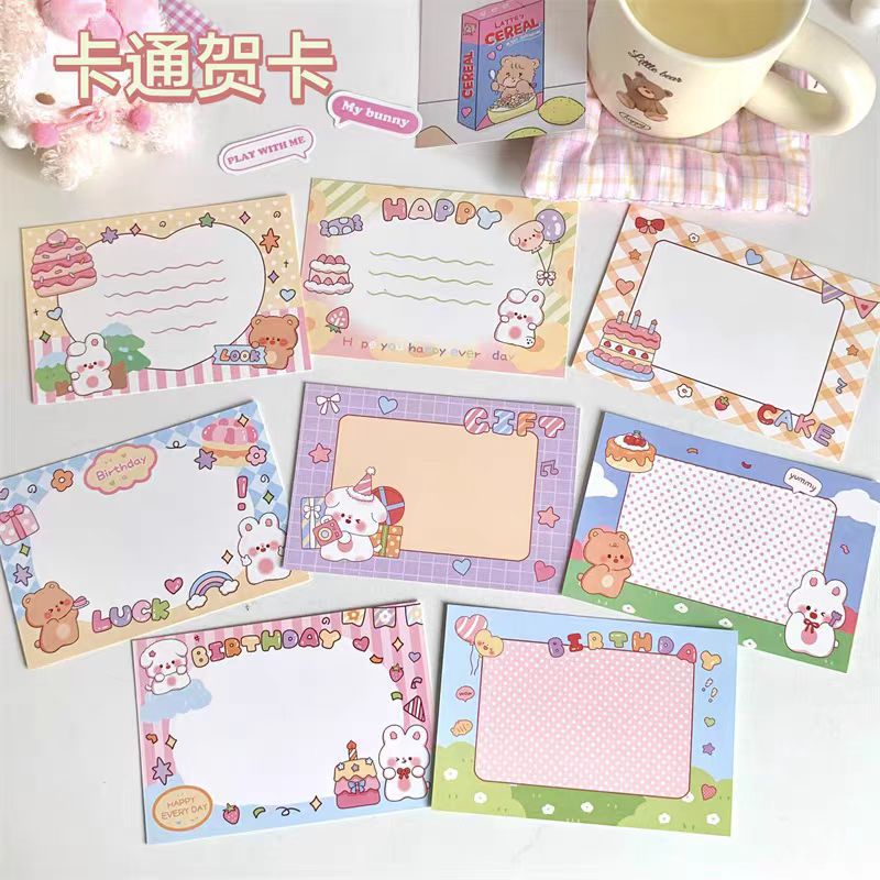 可爱卡通贺卡小动物创意礼物卡小卡片生日祝福语手写卡节日卡片