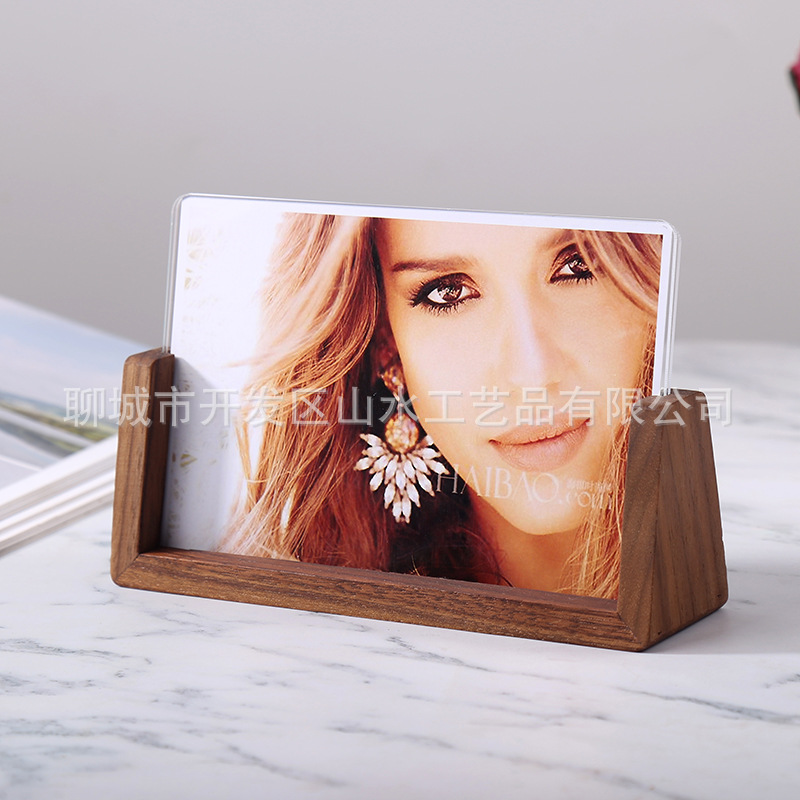 創意実木u型フォトフレーム6インチ7インチ8インチシンプルアクリル木製額縁子供用小置物展示フレーム