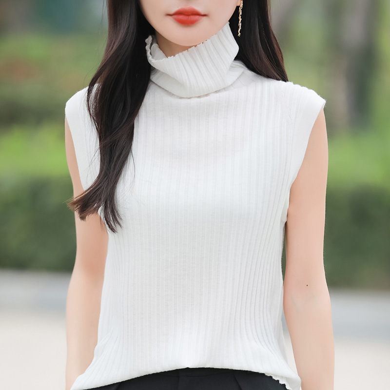 25 New Summer High-Neck Sleeveless Imitation Wool Vest Women's Knitted Bottoming Shirt Top Casual Versatile Inner Wear 25 New Summer High-Neck Sleeveless Imitation Wool Vest Women's Knitted Bottoming Shirt Top Casual Versatile Inner Wear