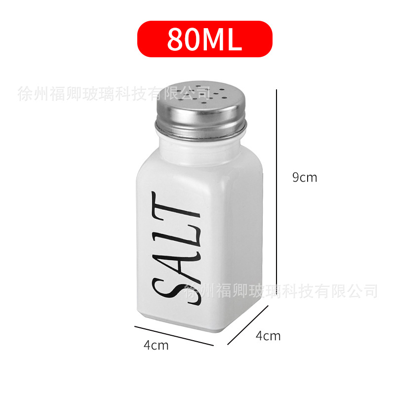 En stock cuadrado condimento botella cocina blanco y negro condimento botella barbacoa condimento botella pimienta y sal MSG sal pimienta botella de vidrio