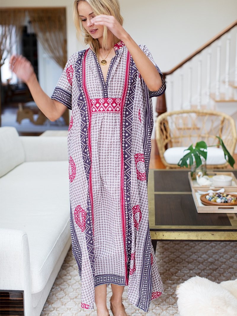 Blusa de playa suelta europea y americana de secado rápido de tela de posicionamiento de impresión bata blusa exterior camisa de protección solar transfronteriza 1D49