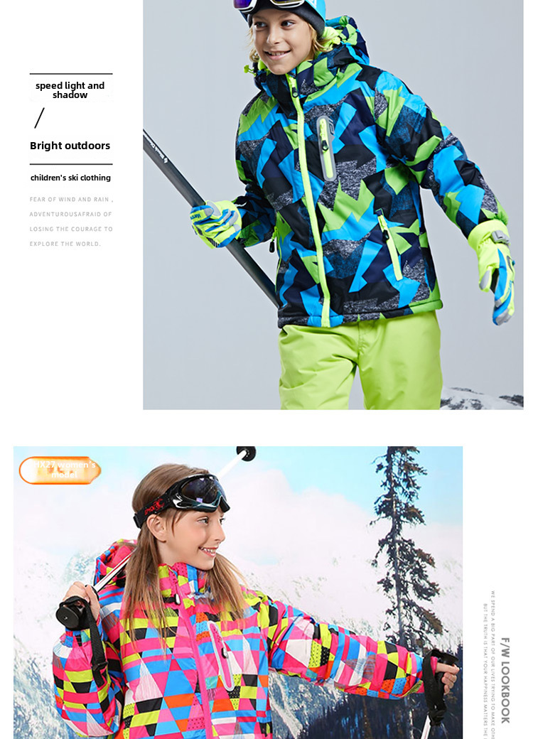 Giacca da sci per bambini impermeabile calda imbottita_voghion.com