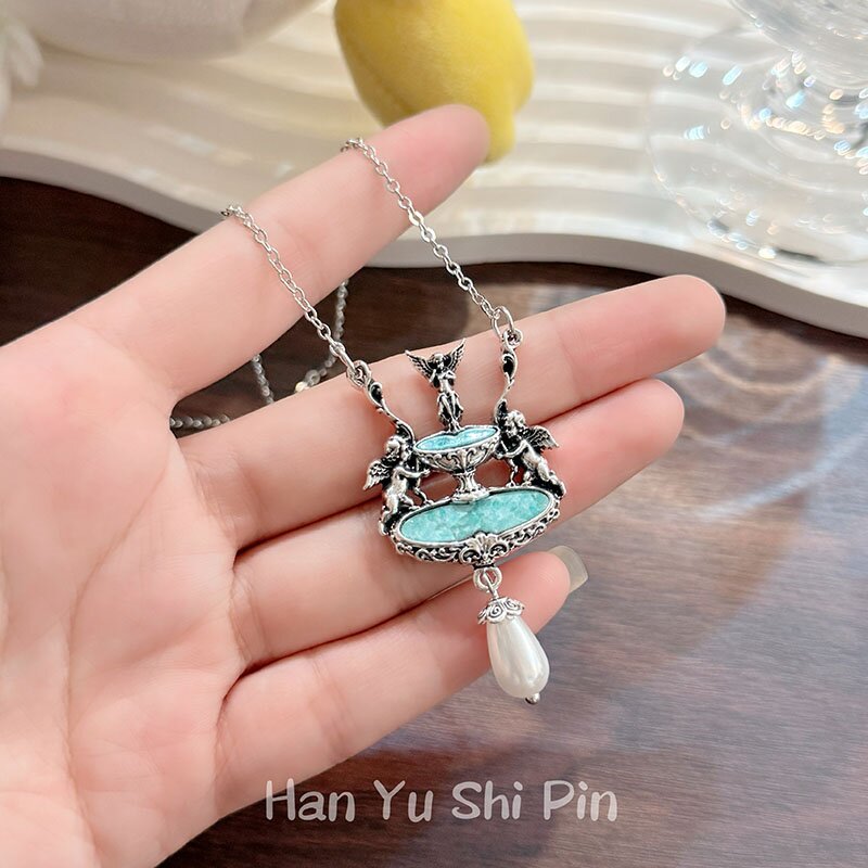 Wishing Pond Pendant Necklace for Girls, New Summer Style, Clear and Delicate, Niche Design, Versatile and Stylish Collarbone Chain