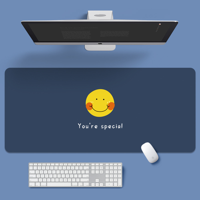 Original Smiley cara de gran tamaño alfombrilla de ratón Borde de bloqueo juego de oficina de dibujos animados teclado almohadilla de ordenador almohadilla de escritorio grande e-sports