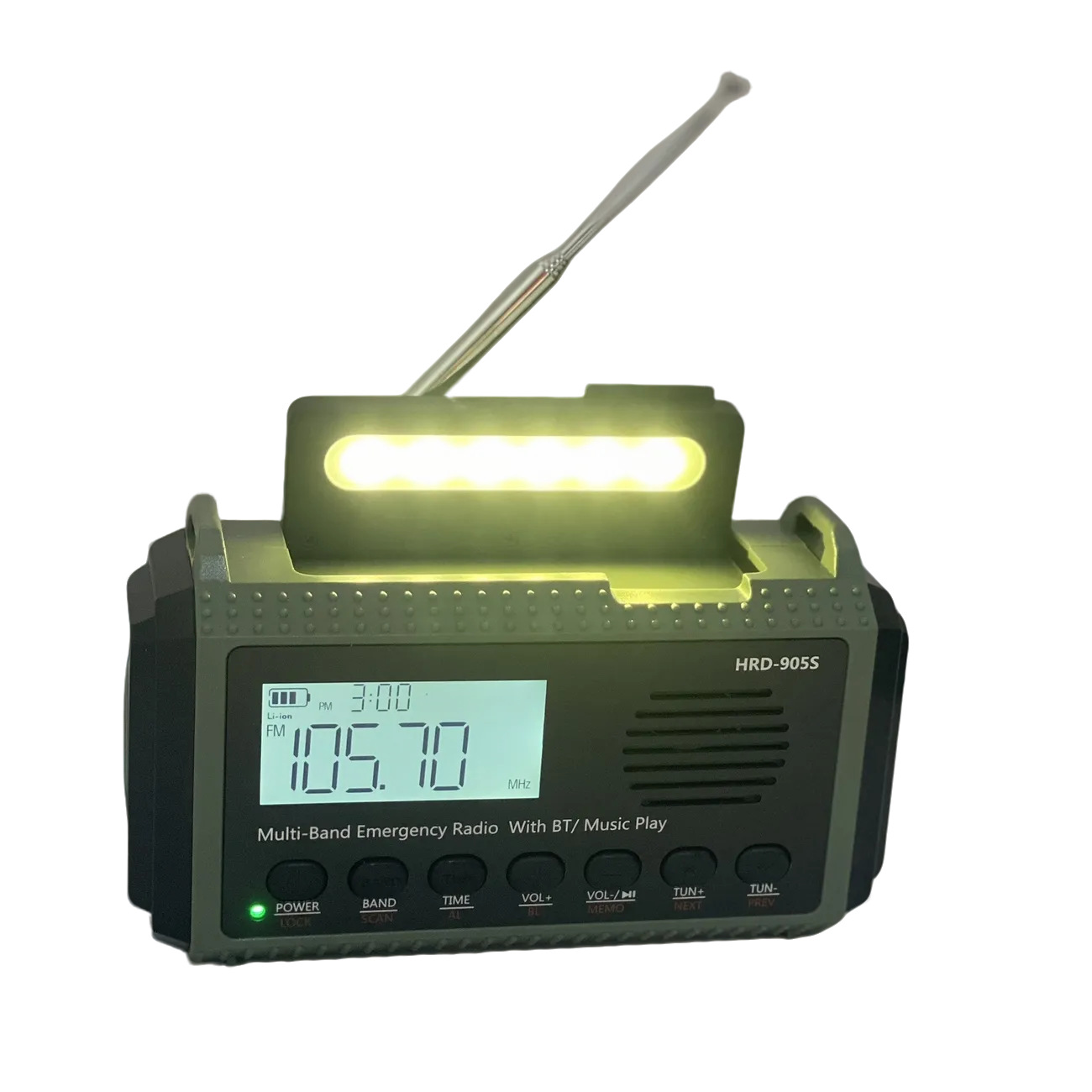 Exportación de emergencia de prevención de desastres radio multibanda FM de mano generación de energía solar SOS pantalla de tiempo de alerta