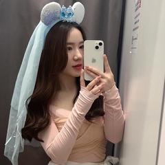 Cartoon Minnie Crown Head Scarf Female Park Taking Photos Fairy Shawl Headband Ice Queen Princess Hair Accessory