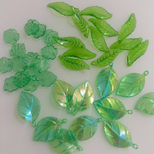 透明亚克力塑料小叶子 绿色树叶片配件挂件百搭DIY手工饰品配件
