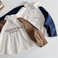 【】日系兒童春款襯衣棉質字母潮牌襯衫