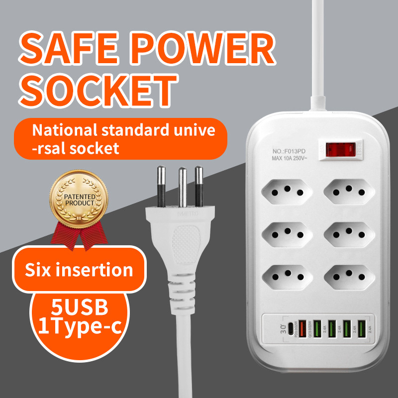 Exportaciones de comercio exterior inteligentes para Brasil enchufe de enchufe 3 / 4 / 5 / 6 con enchufe de alimentación 3USB