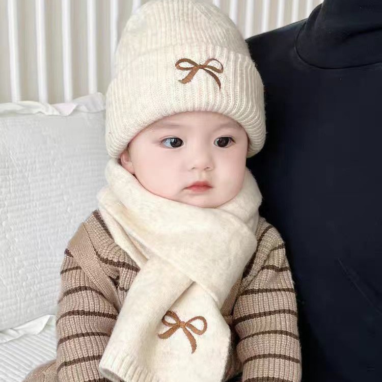 Uşaq üçün papaq və şarf dəsti, payız-qış, toxunma