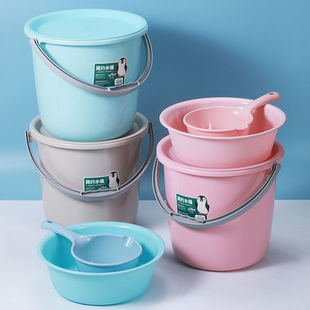 Plastic Bucket Household Bucket with Lid Thickeneded Multi-Functional Water Storage Bucket Satchel Round Bucket Dormitory Bathing and Washing Yuting