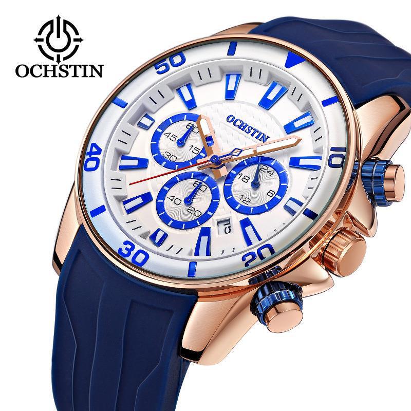 Augustine ochstin Multifunctional Six-pin Men's Watch Large Dial Fashion Sport Luminous Tape Watch GQ094