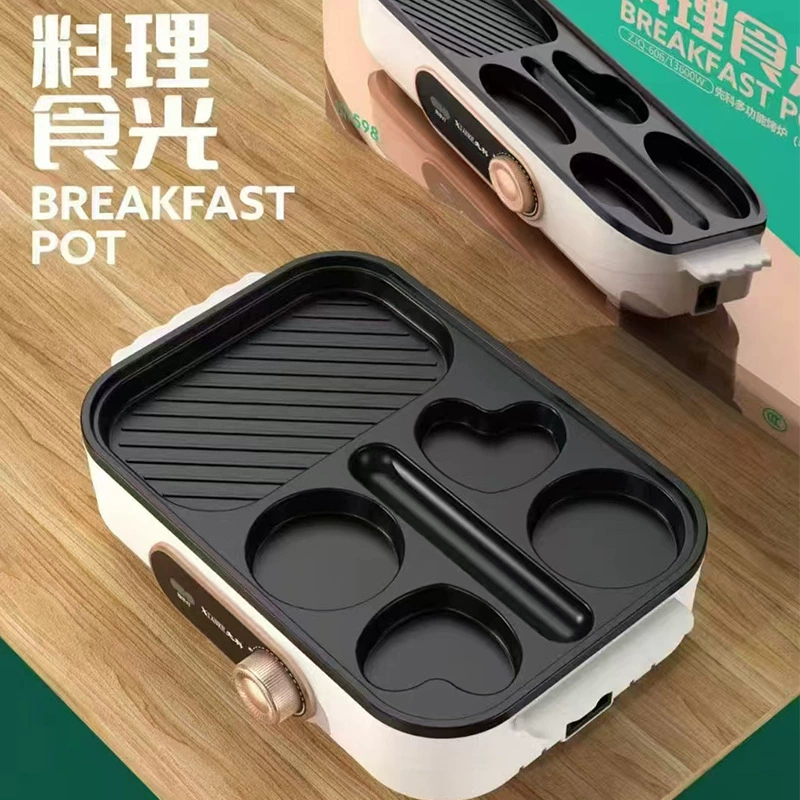 Многофункциональная машина для приготовления завтрака с несколькими отверстиями, многофункциональная сковорода для барбекю и сосисок, антипригарная жаровня, электрическая кастрюля, подарочный аппарат для приготовления сэндвичей.