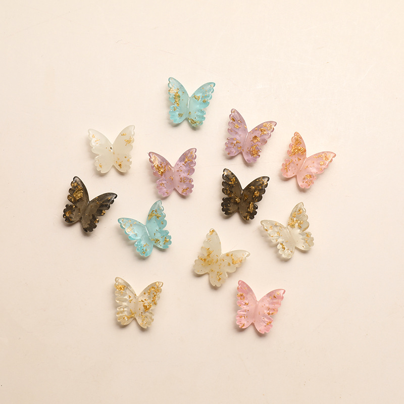 Cream three dimensional transparent phone case with butterfly