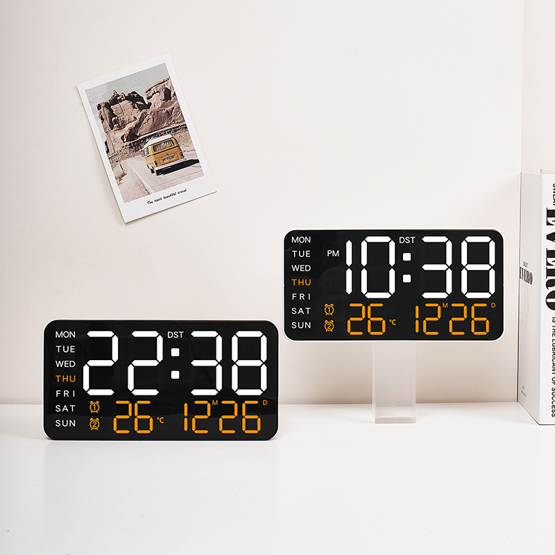 New borderless electronic clock multi-function hanging dual-purpose clock digital clock display living room wall clock 6617