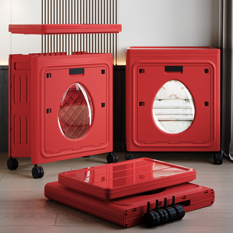 Caja de almacenamiento de ropa, caja de almacenamiento, gran capacidad, tapa abatible para el hogar con ruedas, armario de almacenamiento de edredones de ropa de temporada plegable