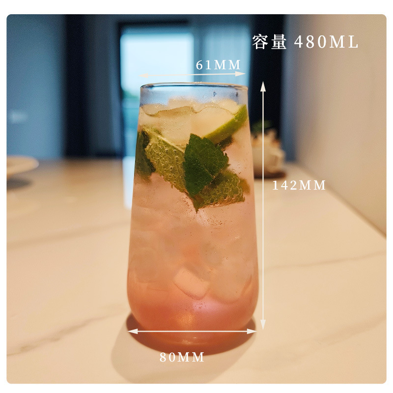 Tazas de vidrio de alto silicio de borosilicato de hielo taza de café americana bebida fría taza de bebida fría transparente taza de jugo de burbujas de boca ancha taza al por mayor