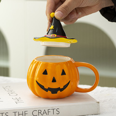 越境創意ハロウィンのおかしなカボチャのコップの高顔の値のかわいい陶磁器のコップのプレゼントの蓋のマグカップ