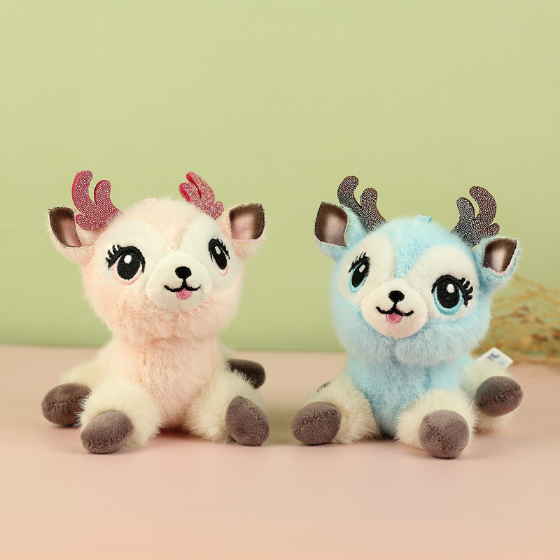 Cutie ciruela ciervo colgante juguetes de peluche Navidad ciervo muñeca bolsas colgante muñeca llaveras muñecas de tela
