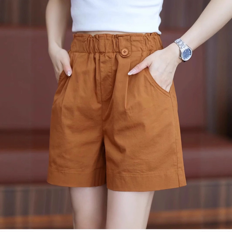 Elastic Waist Casual Shorts for Women, Thin Style, 2026 Summer New Model, High-Waisted A-Line Slimming Wide-Leg Shorts for Petite Figures Elastic Waist Casual Shorts for Women, Thin Style, 2026 Summer New Model, High-Waisted A-Line Slimming Wide-Leg Shorts for Petite Figures
