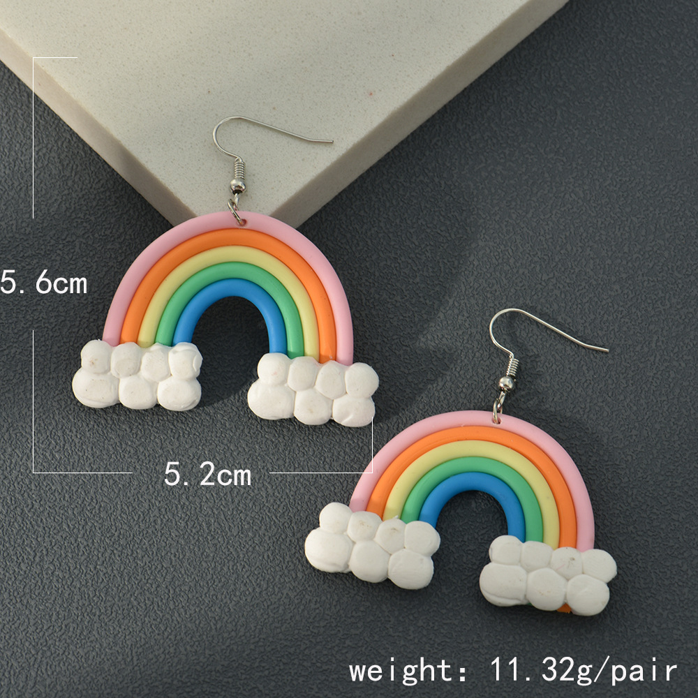 Sweet U Shape Rainbow Soft Clay Splicing Earrings display picture 1