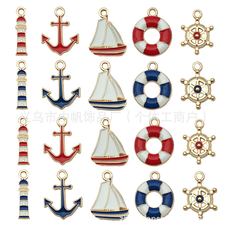 Mix 20 alloy drip oil ocean anchor lifebuoy sailing cartoon accessories diy cross-border jewelry handmade Mix 20 alloy drip oil ocean anchor lifebuoy sailing cartoon accessories diy cross-border jewelry handmade