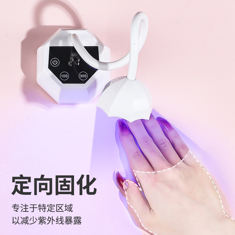 台式蓄电款美甲莲花灯速干不黑手感应烤灯贴甲片指甲粘钻UV光疗灯|undefined