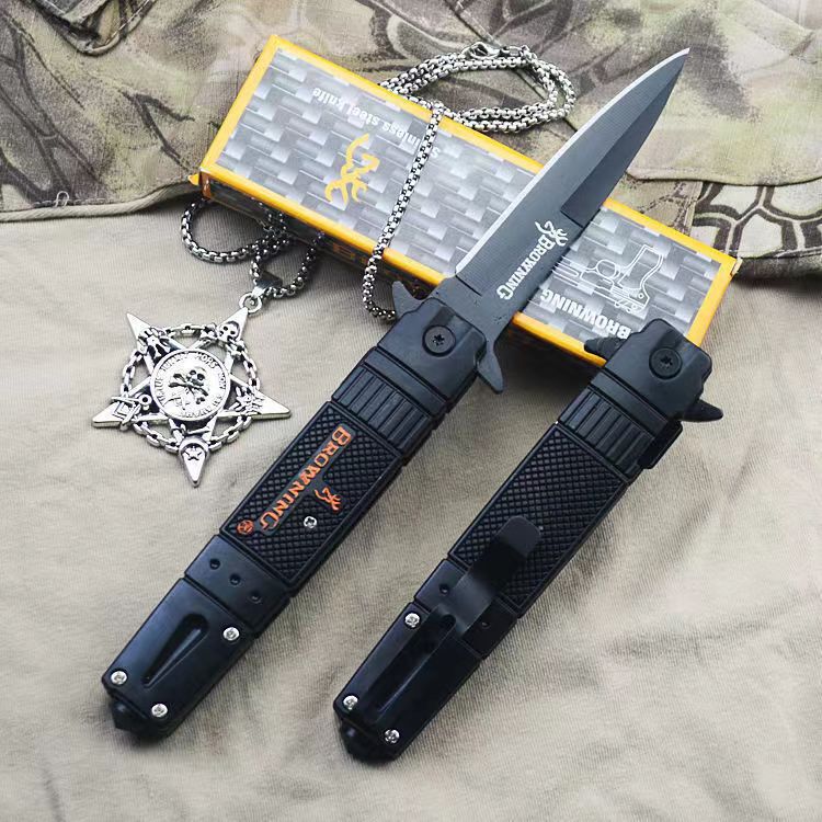 Browning Folding Knife Outdoor Self-Defense Rescue Bottle Opener Military Fan Portable Folding Knife Factory Direct Sale Browning Folding Knife Outdoor Self-Defense Rescue Bottle Opener Military Fan Portable Folding Knife Factory Direct Sale