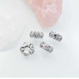 水晶手串隔珠  锆石大孔珠   彩锆海胆隔珠 手链枪黑花托