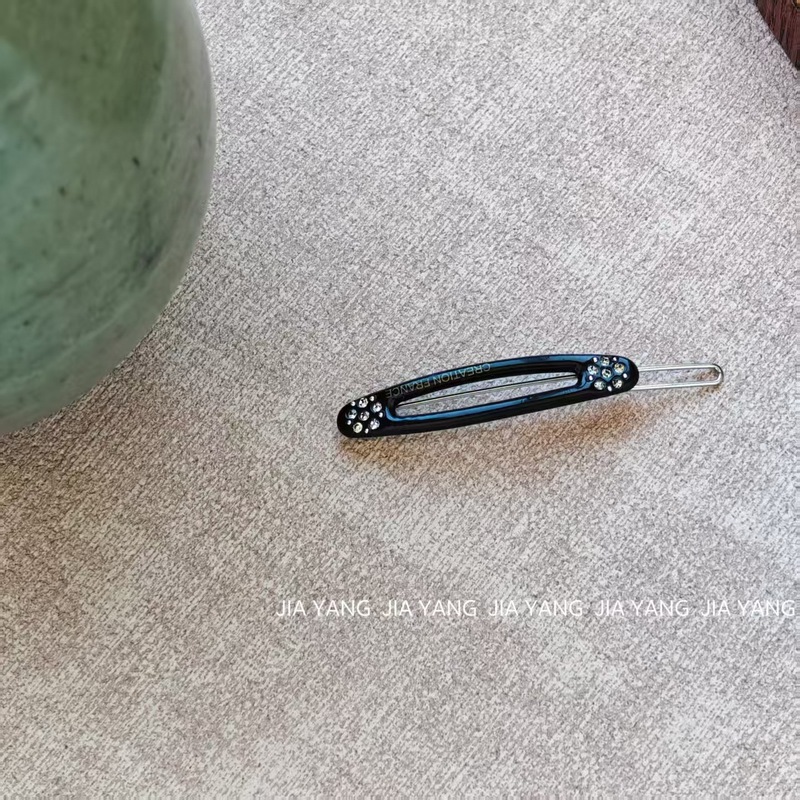 韩国金标轻奢镶钻花朵椭圆发夹边夹气质刘海夹一字夹发饰碎发发卡|undefined