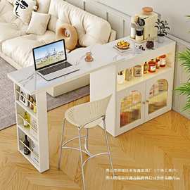 吧台桌家用实木现代简约隔断吧台一体客厅餐边柜中岛台奶油风柜子