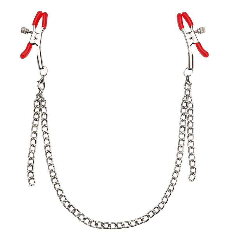 Nipple and Labia Clamps with Chain, Pink B Style, Adult Sensory Accessory — detail image 9