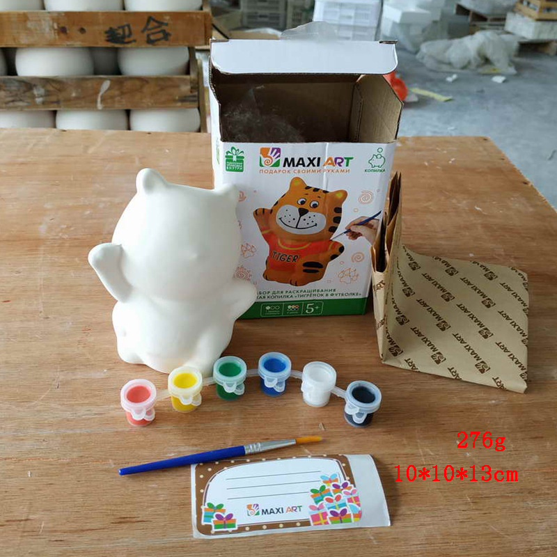 Graffiti para colorear hucha de cerámica DIY muñeca pintada hucha yeso unicornio decoración llano pintura en blanco