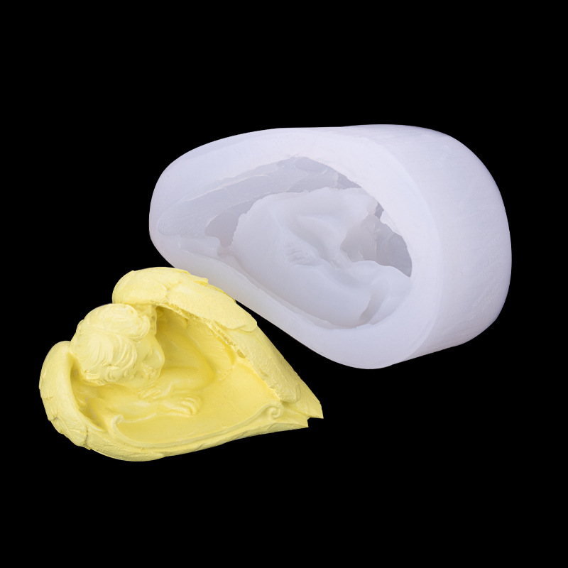 Tridimensional bebé lindo alas de Ángel molde de silicona creativo hornear decoración hecha a mano jabón aromaterapia vela molde de yeso