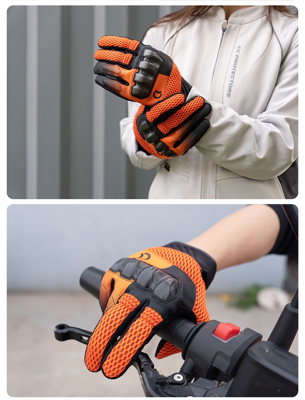 Cc Triceratops Carbon Fiber Motorcycle Riding Gloves Summer Mesh Breathable Touch Screen Anti-Fall Motorcycle Racing Gloves for Men and Women