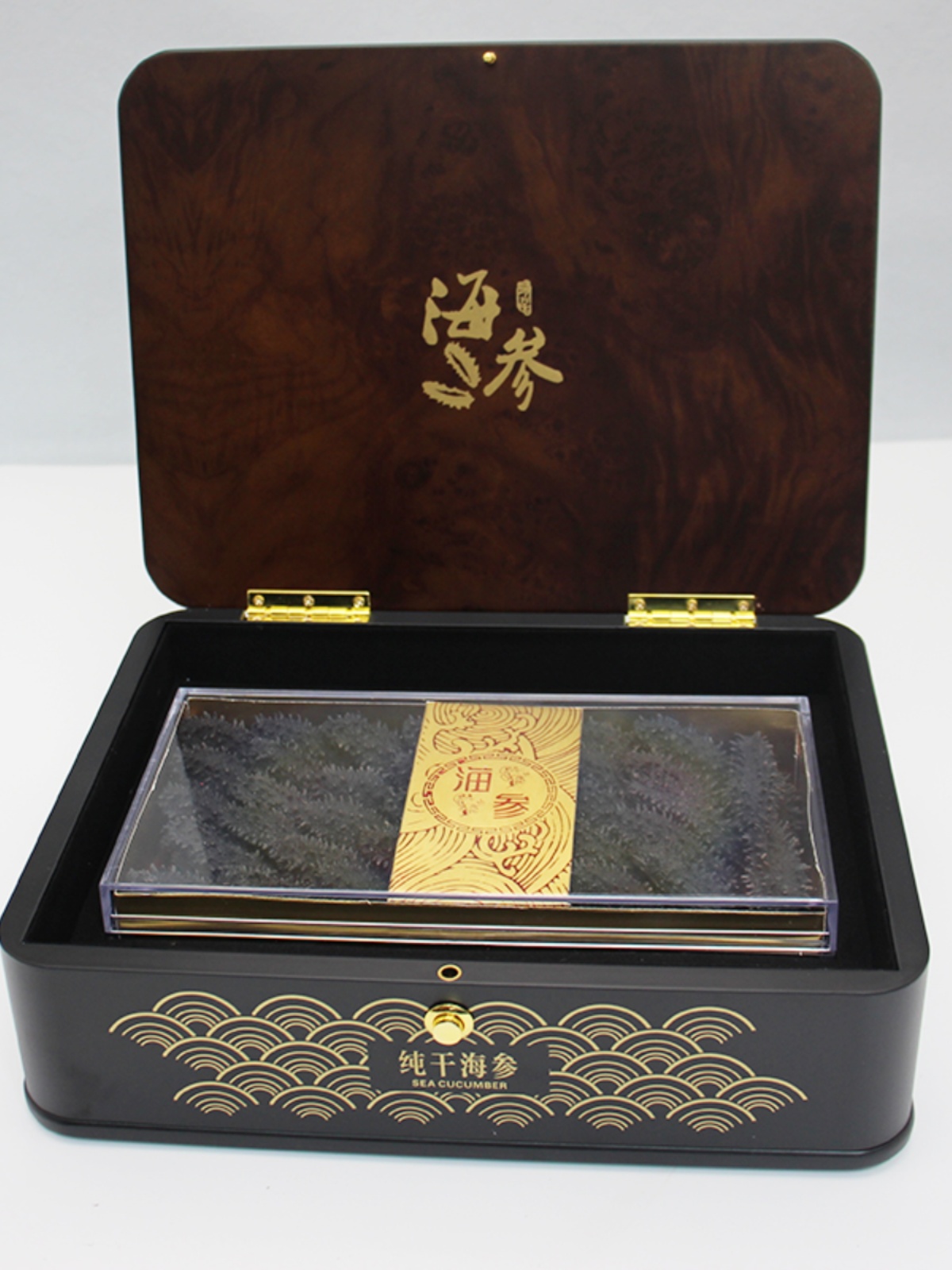 Caja de regalo de pepinos de mar, caja de embalaje de pepinos de mar, medio jin, caja de regalo de pepinos de mar secos, caja de madera, soporte personalizado