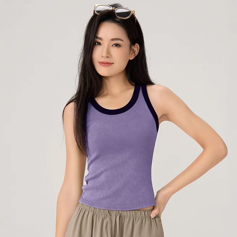 Color contraste roscado una taza chaleco de ropa de yoga mujer abdominal delgasación correr ventilación chaleco de fitness pilates