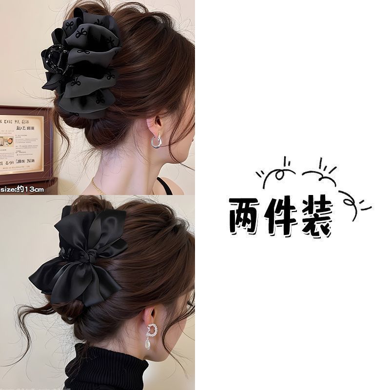 Clip de abrazadera de arco de satén negro detrás de la cabeza grande tiburón clips princesa clip de cabello red tarjeta de cabello rojo adornamiento para el cabello explosivo