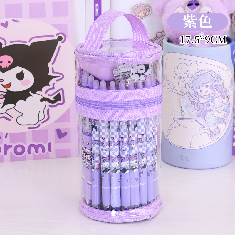 Bolsa de lápiz transparente redonda simple, caja de lápiz cilíndrico de alto valor facial, caja de papelería de almacenamiento de lápiz transparente de gran capacidad para estudiantes