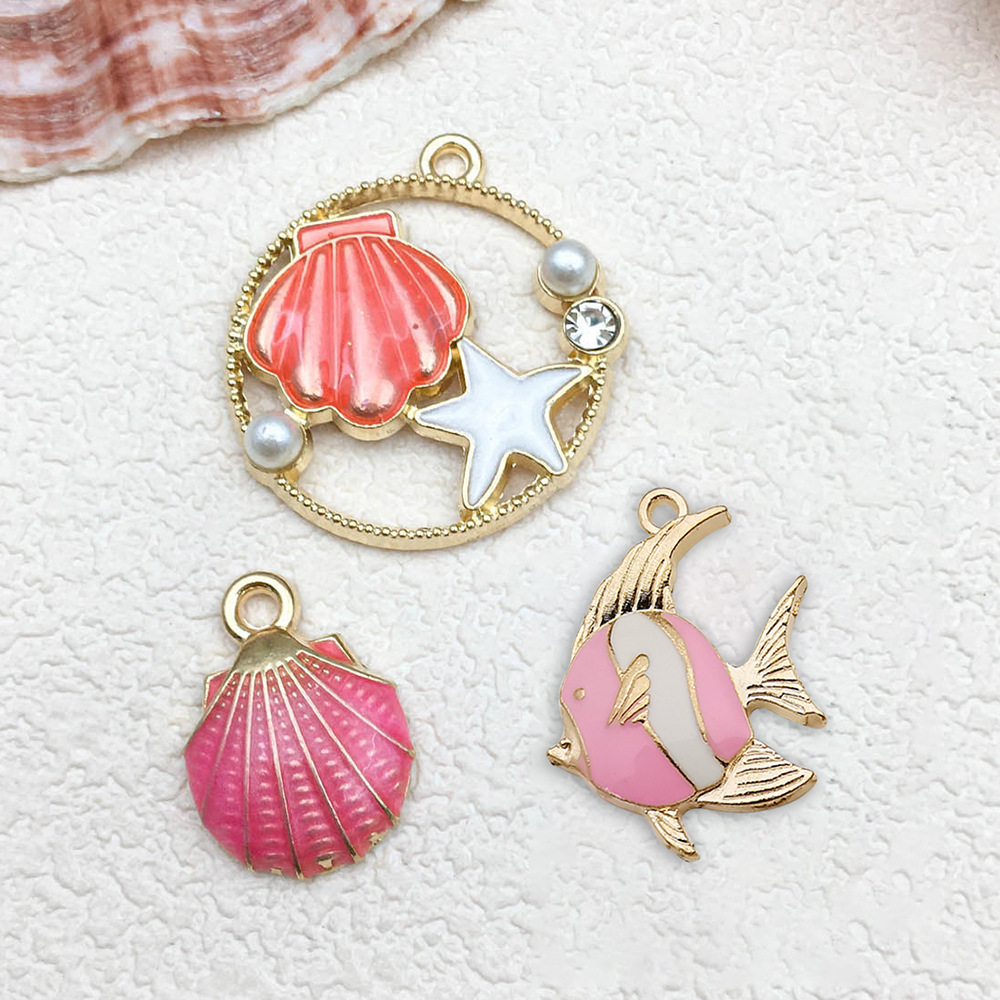 4g Weight Pendant Jewelry Making Type Shell Inlay Material DIY Jewelry Accessories, Keychain Classification 1 Piece Quantity Alloy Material Starfish, Ocean, Hippocampus, Shell, Horse Pattern Marine Style, Simple Style Style Enamel, Enamel Craft Pink Color 1 Piece Alloy Shell Starfish Ocean Hippocampus Pendant DIY Jewelry Accessories Keychain 3