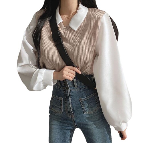 Women's New Pseudo-Hooded T-Shirt with Collar-Sleeved Sweatshirt, Loose and Colorful Matchy Matchy Fashion Top