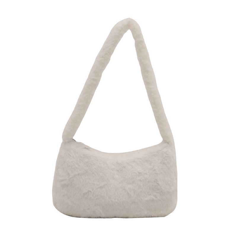 2025 primavera nueva bolsa de hombro de lana coreana, bolso de brazo casual de moda, bolso de moda de peluche de estilo extranjero