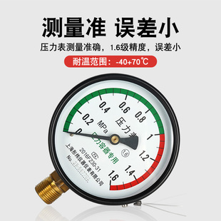 Lly100Z Pressure Vessel Radial Axial Pressure Gauge 2.5Mpa Air Compressor 1.6Mpa Gas Storage Tank