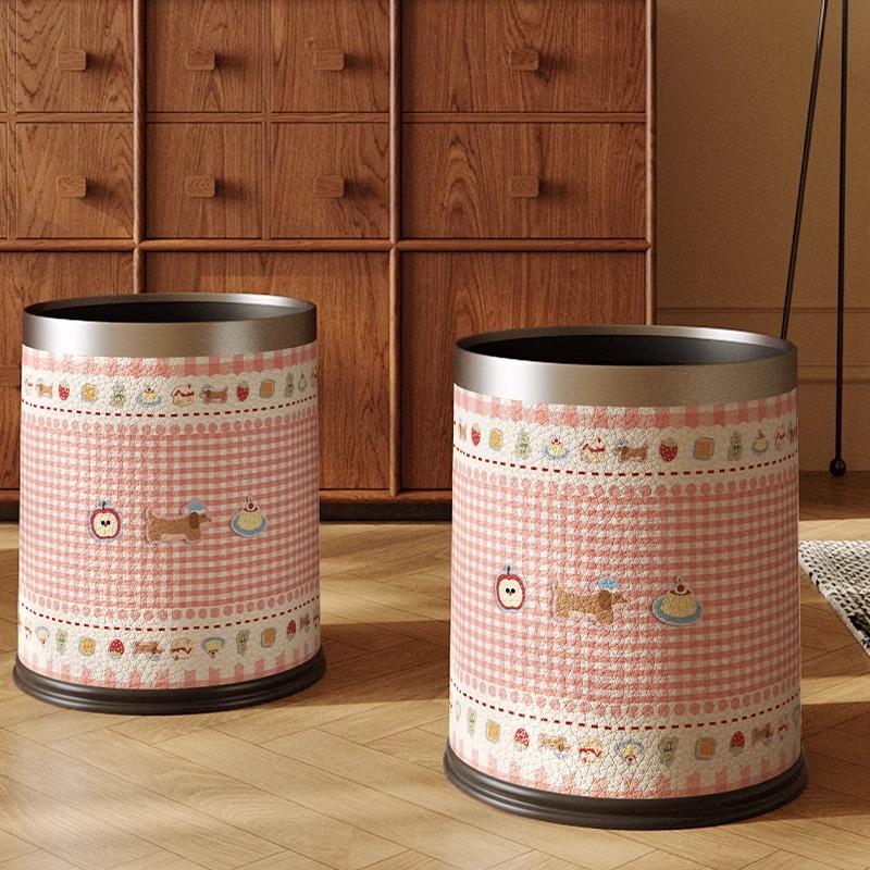 Living Room Trash Can for Home Use, High-Value Cartoon Dopamine Design, Large Capacity Wastebasket for Bedroom and Kitchen, Office Sanitary Bin