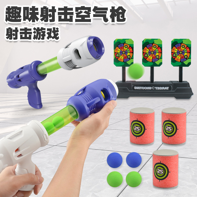 Cross-border children's air-powered Soft Bullet Gun shooting game automatic scoring reset target manual burst toy gun