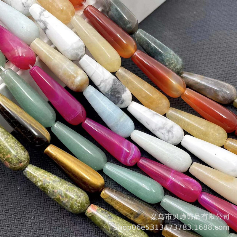 Natural stone amethyst green gold topaz water droplets beads agate hairpin antique hairpin earrings pendant jewelry