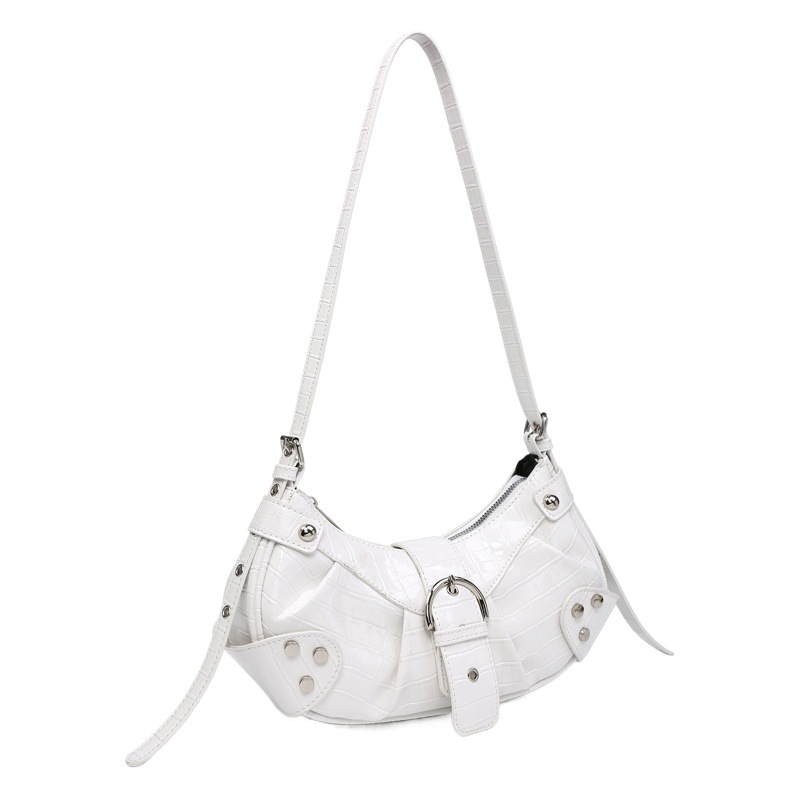 Venta caliente transfronteriza y2g retro caliente chica motocicleta bolsa de cocodrilo patrón Maillard marrón correa de hombro ajustable