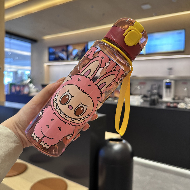 高颜值可爱型拉布布水杯弹跳盖便携车载杯细长款代发水杯|undefined