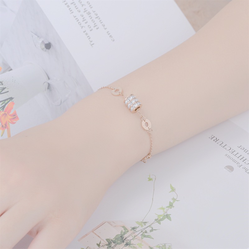 Fashion Solid Color Titanium Steel Inlay Artificial Gemstones Bracelets 1 Piece display picture 1